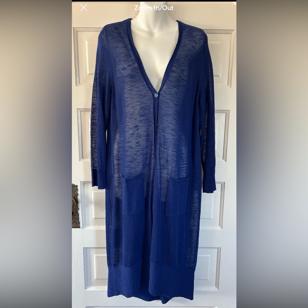 Chicos Gorgeous Royal Blue, Sheer Cardigan Lightweight. Chicos Sz 2 (Size 10-12)